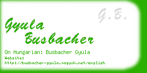 gyula busbacher business card